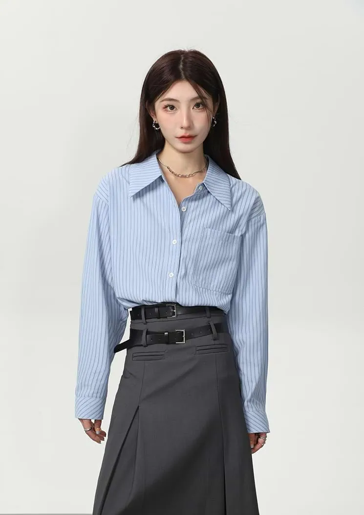 Slim Pinstripe Pocketed Button Shirt