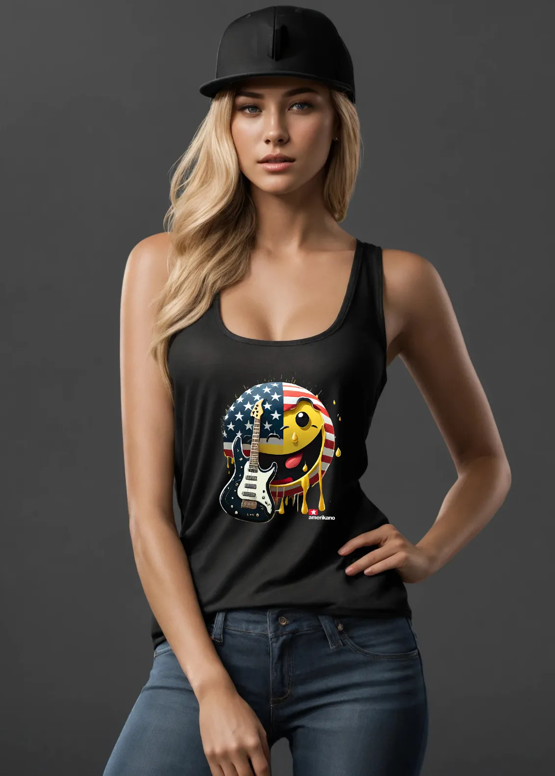 Smile US Flag Amerikano TM Art Exclusive Tank Top | Grooveman Music