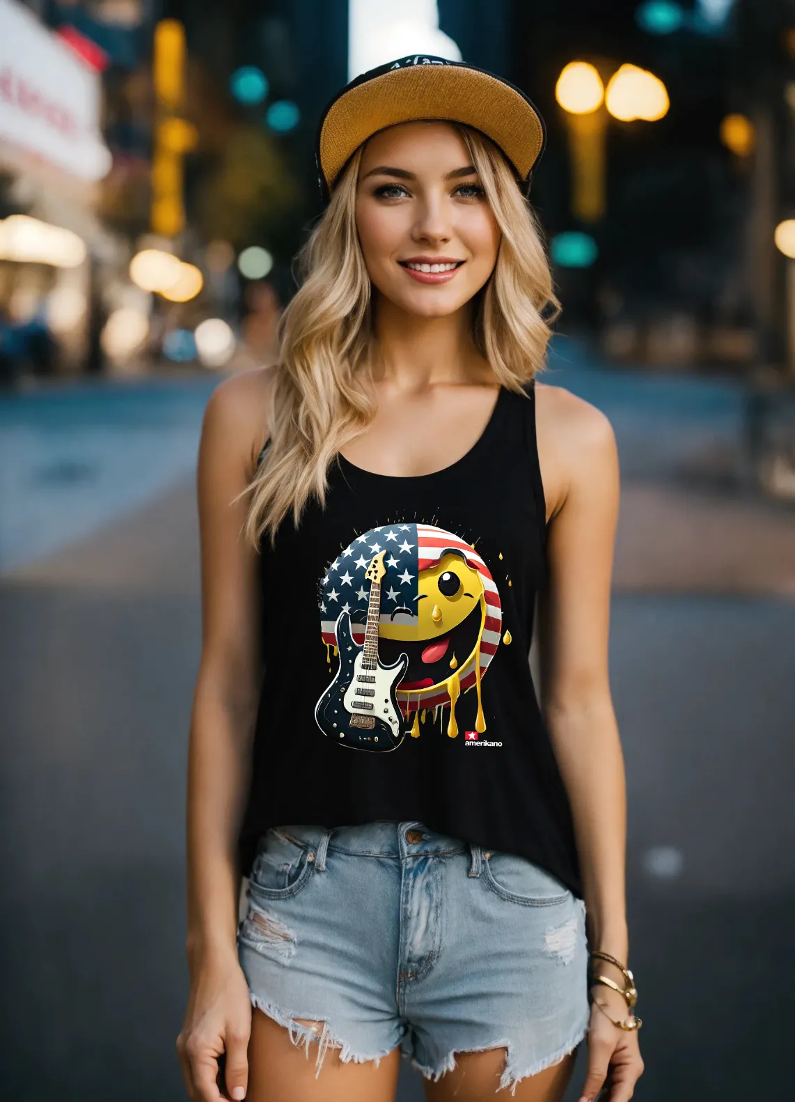 Smile US Flag Amerikano TM Art Exclusive Tank Top | Grooveman Music