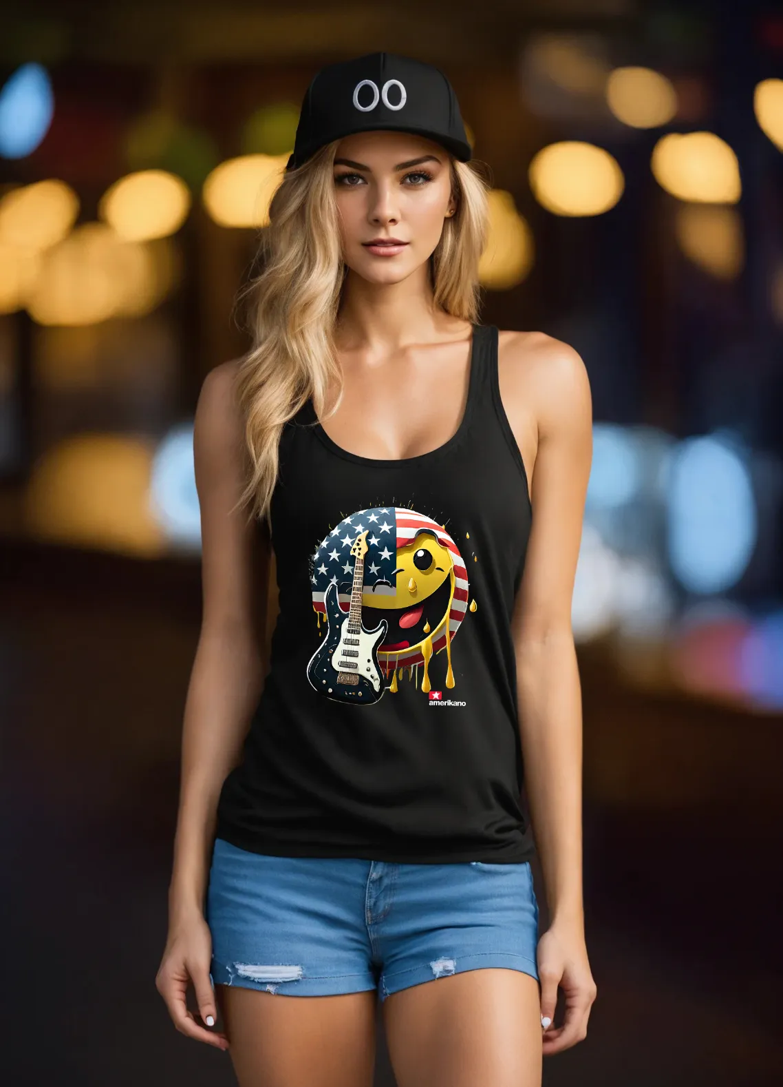 Smile US Flag Amerikano TM Art Exclusive Tank Top | Grooveman Music