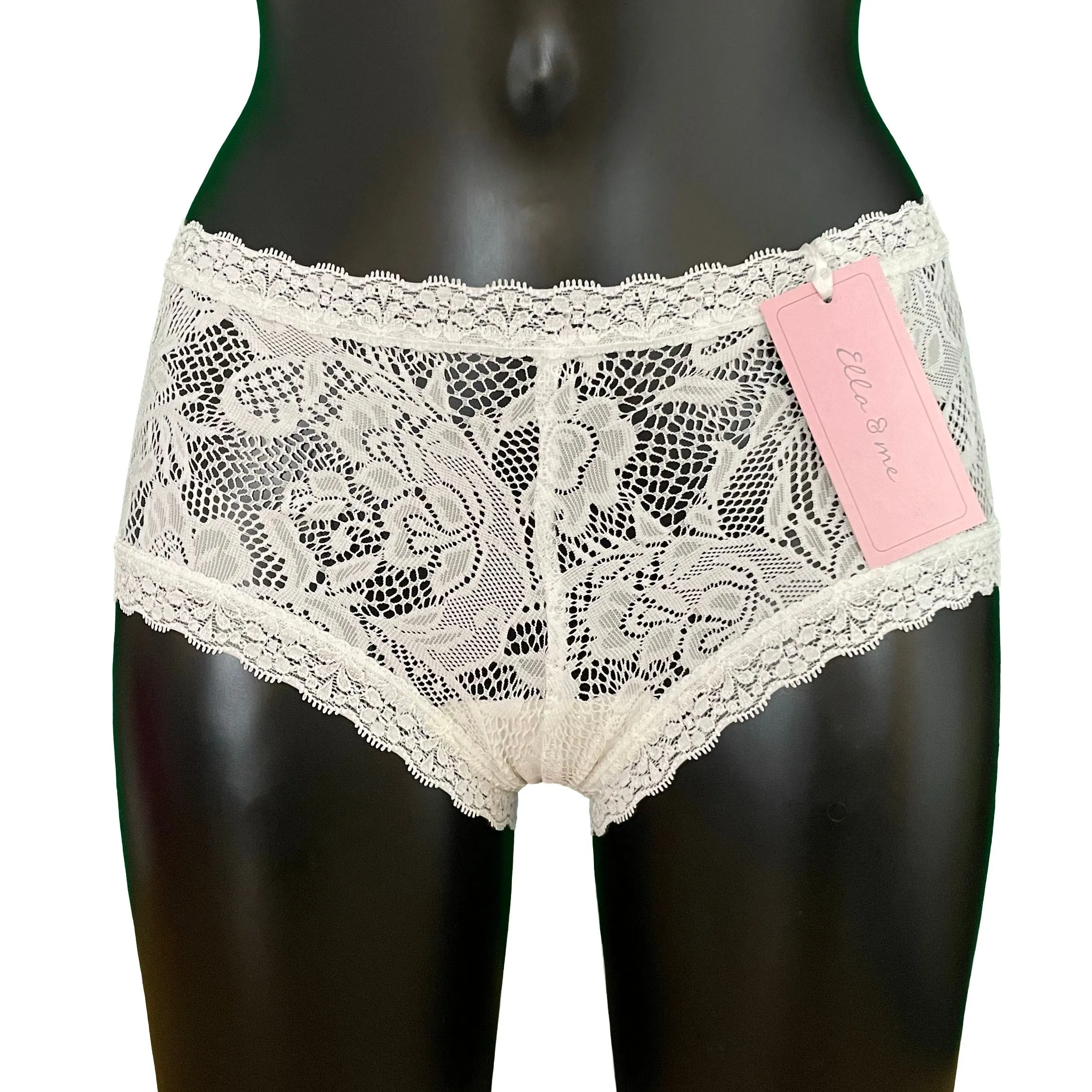 Soft Stretch Lace Boy Short - Ivory