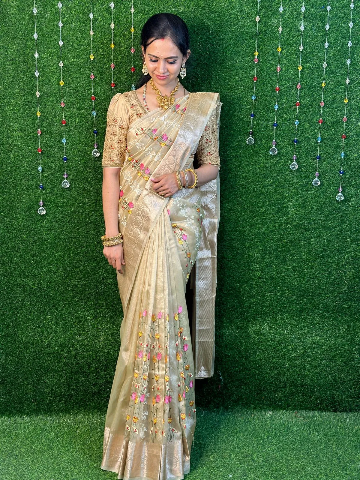 Soft tissue saree with embroidery prebook 🥳