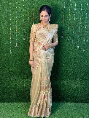 Soft tissue saree with embroidery prebook 🥳