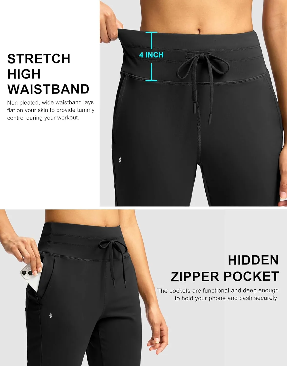 Soothfeel Womens Joggers with Zipper Pockets High Waisted Sweatpants Athletic Leggings Pants for Workout Running Yoga