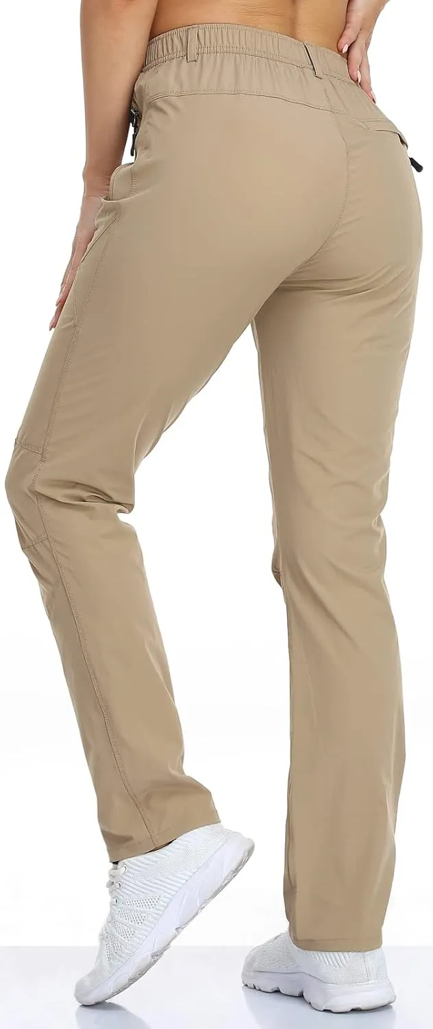 SPOSULEI Womens Summer Lightweight Pants Outdoor Nylon Quick Dry Travel Golf Hiking Sweatpants with Zipper Pockets