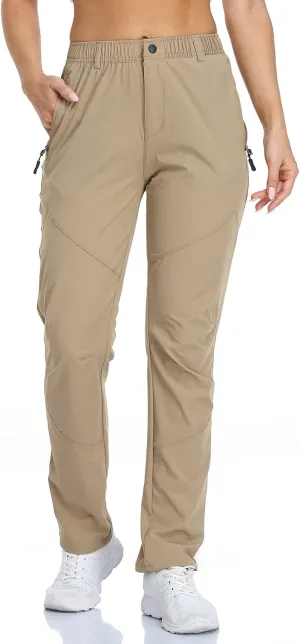 SPOSULEI Womens Summer Lightweight Pants Outdoor Nylon Quick Dry Travel Golf Hiking Sweatpants with Zipper Pockets