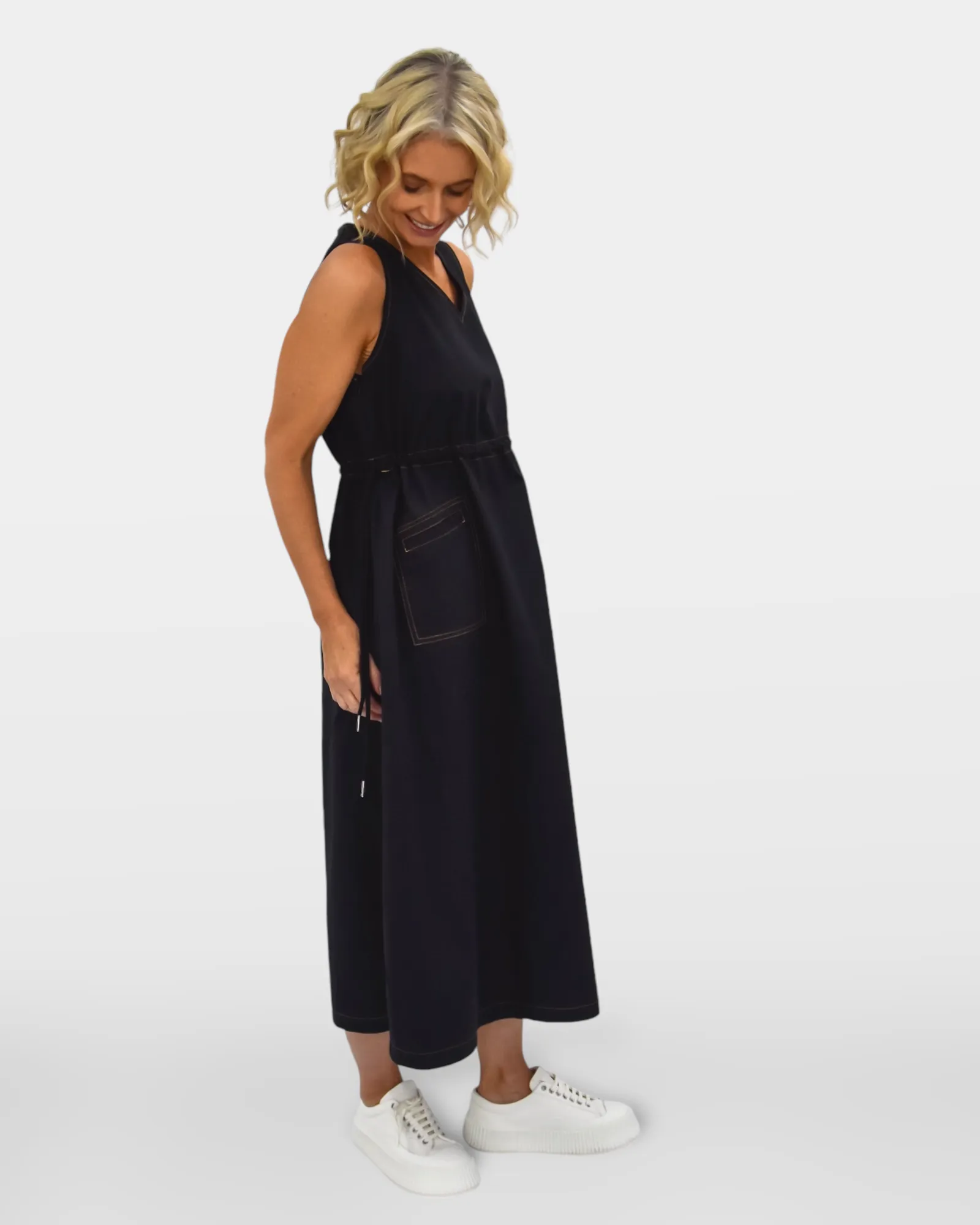 Star Cotton Dress - Black