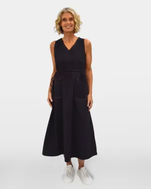 Star Cotton Dress - Black