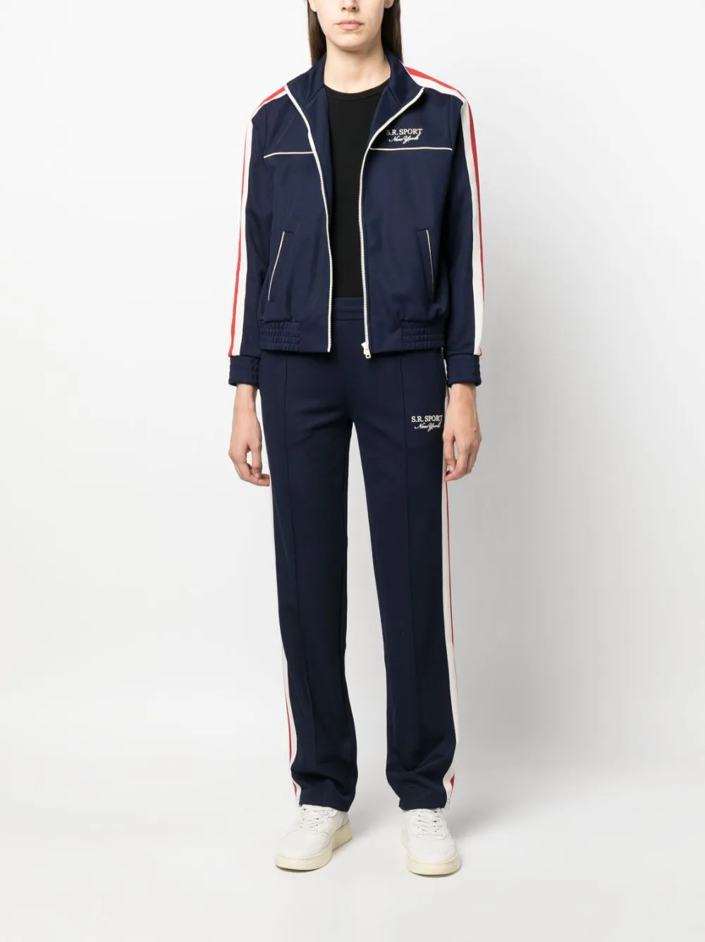 stripe-detail zip-up track jacket