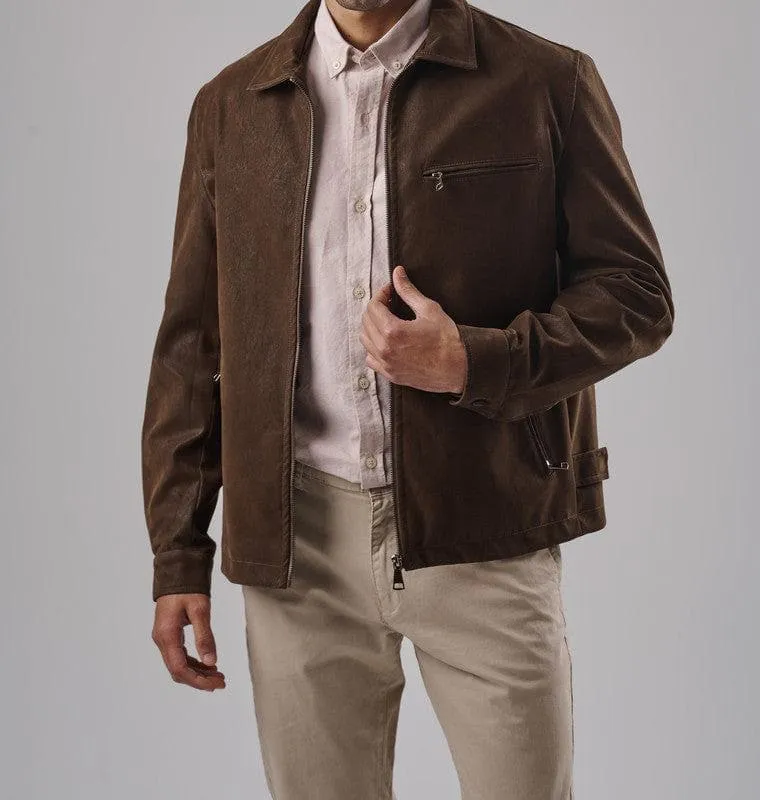 SUEDE JACKET - DARK BROWN