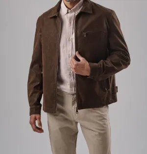 SUEDE JACKET - DARK BROWN