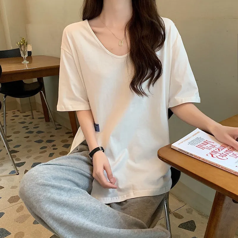 Summer Short Sleeve T-Shirt Women Korean Tops Loose Half Sleeved Couple Trendy INS Tops T-Shirt