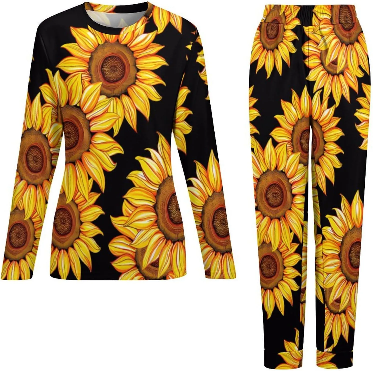 Sunflower Women's Pajama 2 Piece Set Long Sleeve Pjs Top and Pants Soft Loungewear