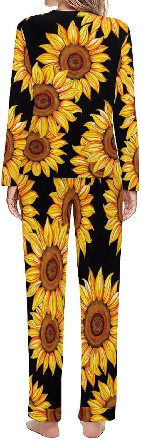 Sunflower Women's Pajama 2 Piece Set Long Sleeve Pjs Top and Pants Soft Loungewear