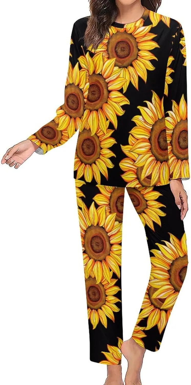 Sunflower Women's Pajama 2 Piece Set Long Sleeve Pjs Top and Pants Soft Loungewear