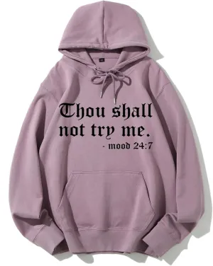 Teen Girls Womens Funny Hoodies Letter Printed Thou Shall Not Try Me Women's Hoodie Pullover Sweatshirt