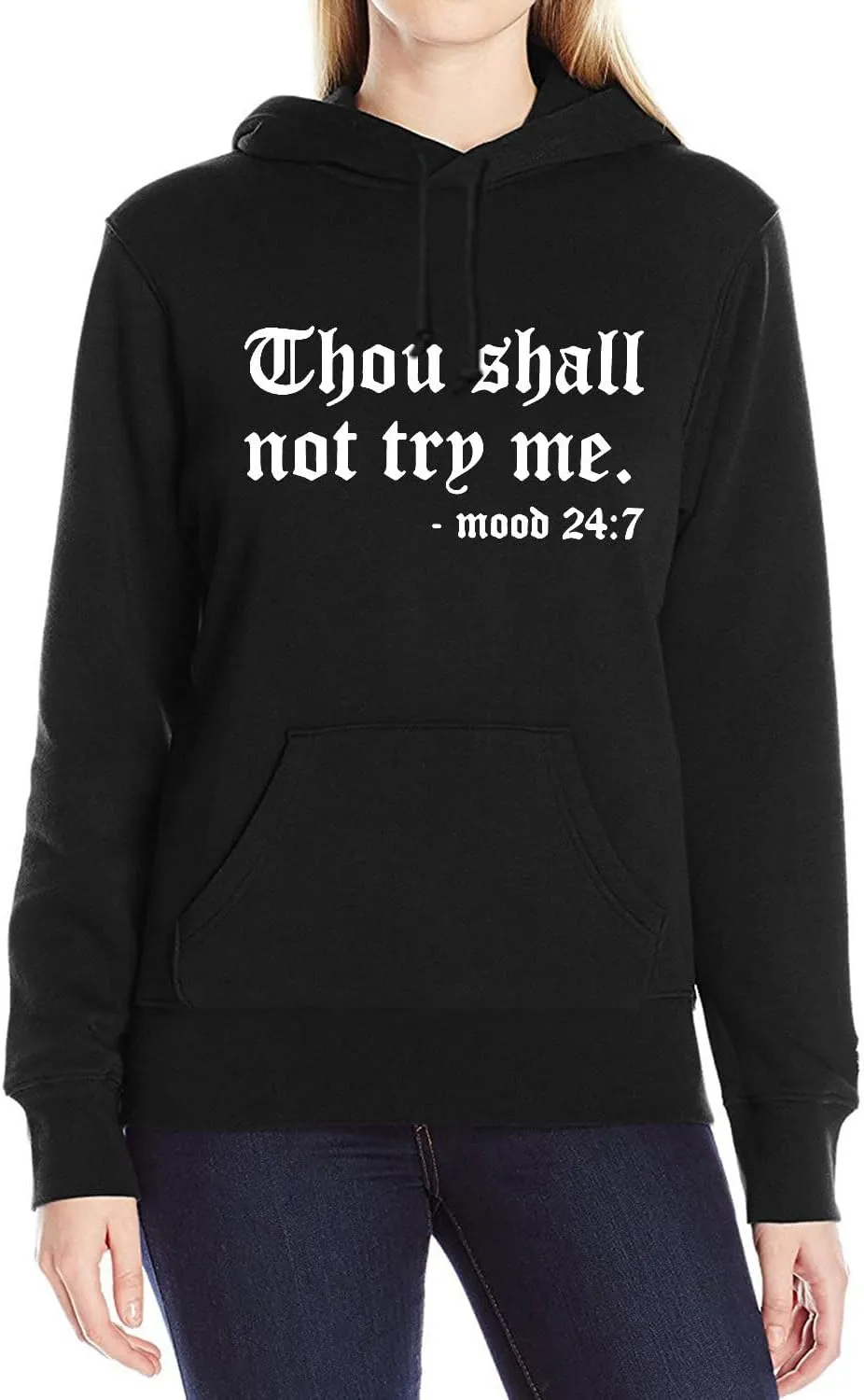 Teen Girls Womens Funny Hoodies Letter Printed Thou Shall Not Try Me Women's Hoodie Pullover Sweatshirt