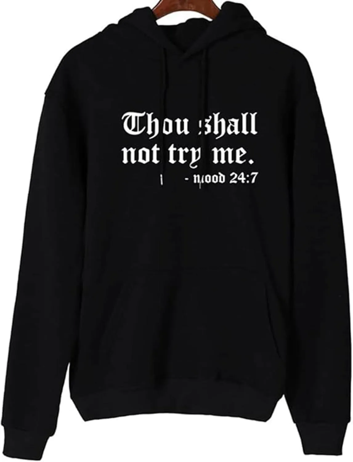 Teen Girls Womens Funny Hoodies Letter Printed Thou Shall Not Try Me Women's Hoodie Pullover Sweatshirt