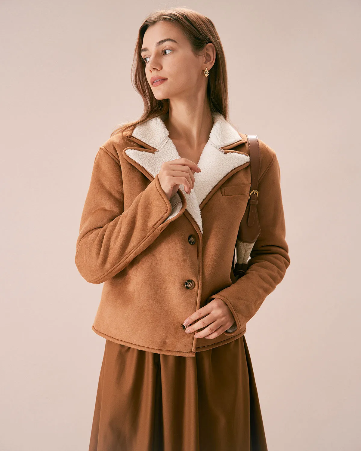 The Brown Lapel Single Breasted Suede Jacket
