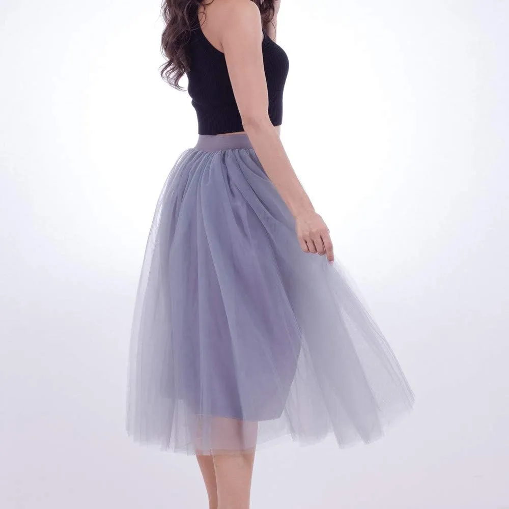 Tiered Tulle Midi Skirt for Women Women Plus Size Mesh Tulle Skirt Pleated Skirt Mesh Bubble Black Tutu Dress