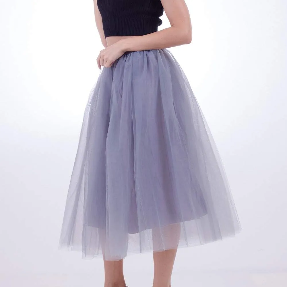 Tiered Tulle Midi Skirt for Women Women Plus Size Mesh Tulle Skirt Pleated Skirt Mesh Bubble Black Tutu Dress