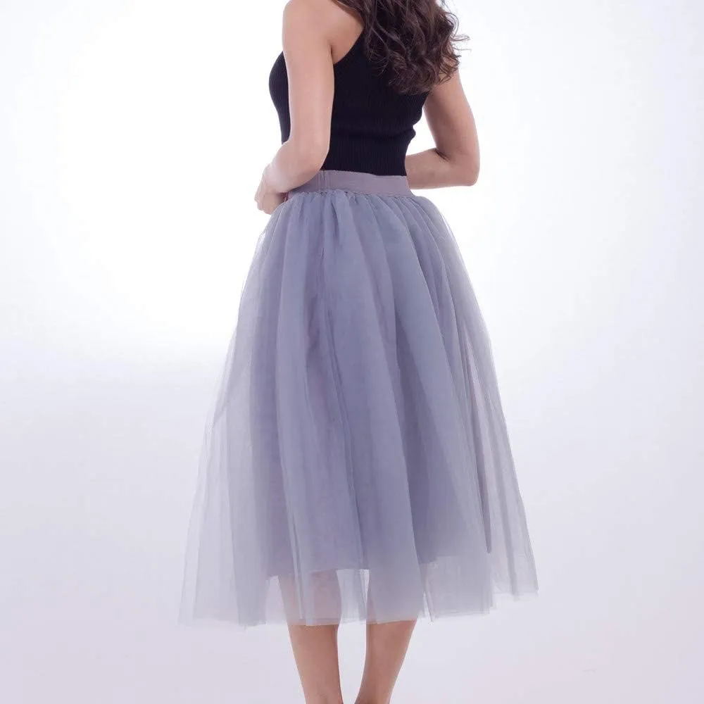 Tiered Tulle Midi Skirt for Women Women Plus Size Mesh Tulle Skirt Pleated Skirt Mesh Bubble Black Tutu Dress