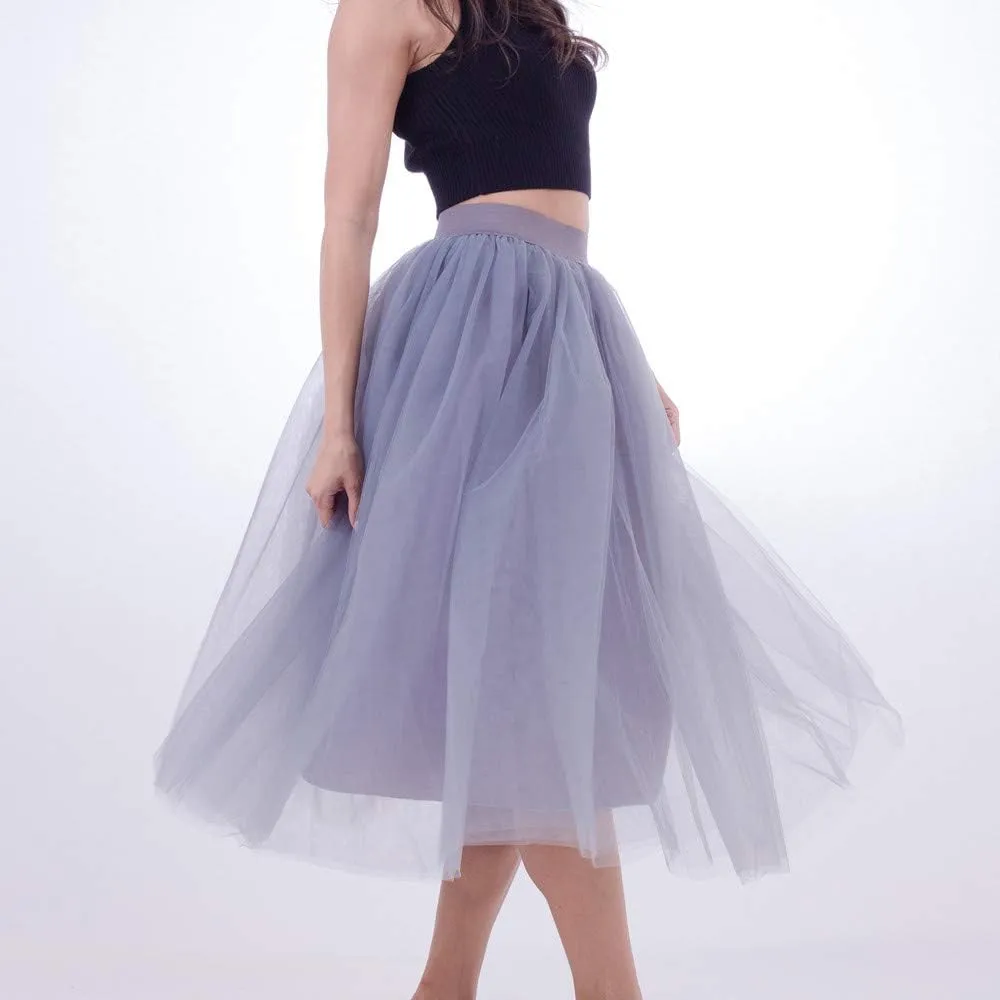 Tiered Tulle Midi Skirt for Women Women Plus Size Mesh Tulle Skirt Pleated Skirt Mesh Bubble Black Tutu Dress