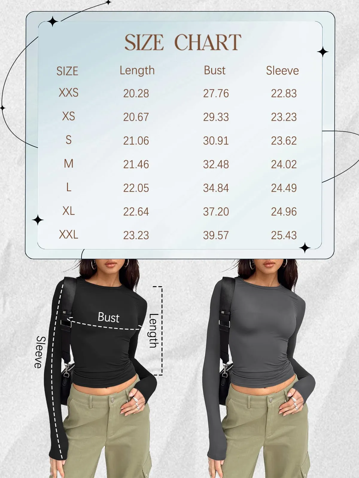 Trendy Queen Long Sleeve Shirts for Women Basic Spring Crop Tops Tees Tight Slim Fit Cute Going Out New Year Outfits Teen Girls Fall Winter Y2k Clothing 2024 Black M