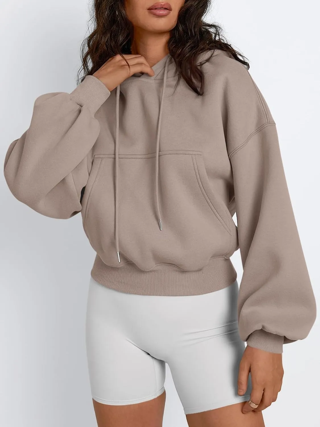 Trendy Queen Womens Cropped Hoodies Fall Fashion 2025 Casual Long Sleeve Sweatshirts Y2k Outfits Winter Clothes