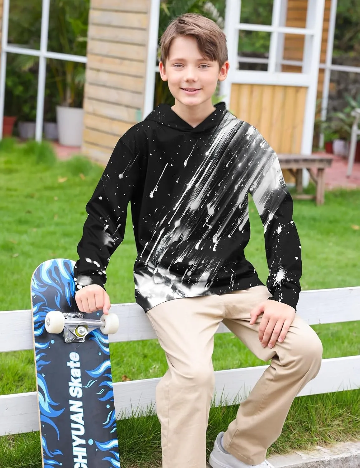 uideazone Boys Hoodies for Kids 3D Graphic Printed Hooded Sweatshirt Pullover Hoody with Pockets 6-16 Years