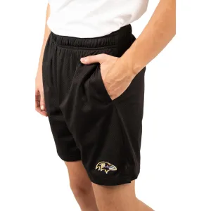 Ultra Game Men's NFL Official Super Soft Soft Mesh Active Training Shorts - Unisex, Baltimore Ravens|Baltimore Ravens