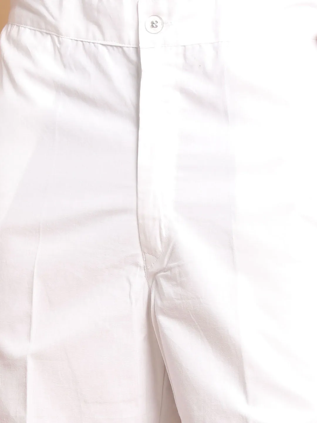 Vastramay Men's Orange Kurta with White Pyjamas
