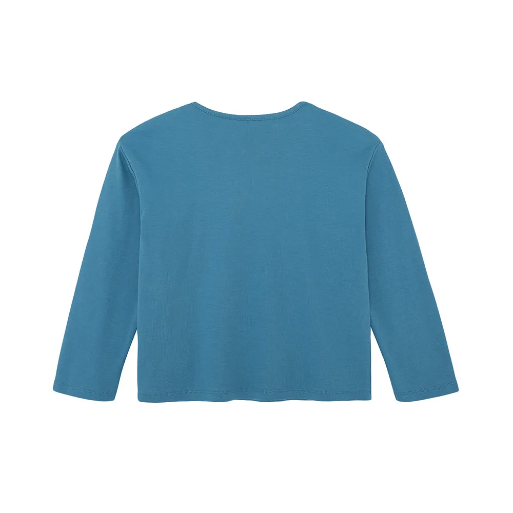 Vauva FW23 - Girls Cotton Long Sleeve Crewneck T-Shirt (Blue)