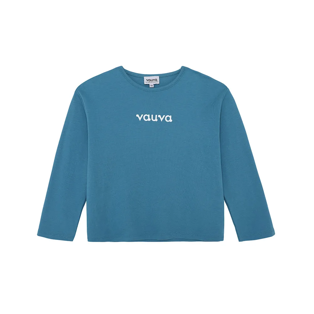 Vauva FW23 - Girls Cotton Long Sleeve Crewneck T-Shirt (Blue)
