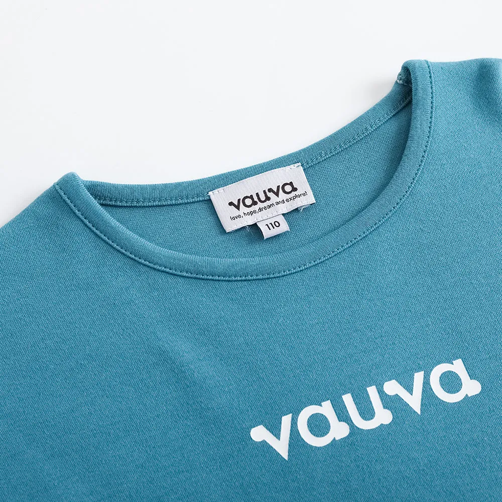 Vauva FW23 - Girls Cotton Long Sleeve Crewneck T-Shirt (Blue)