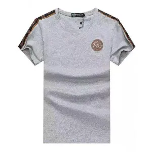 Vers Medusa Head Designed Cotton Men's T-shirt - Grey