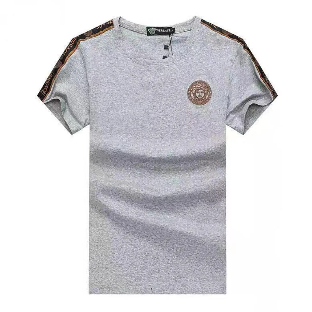 Vers Medusa Head Designed Cotton Men's T-shirt - Grey