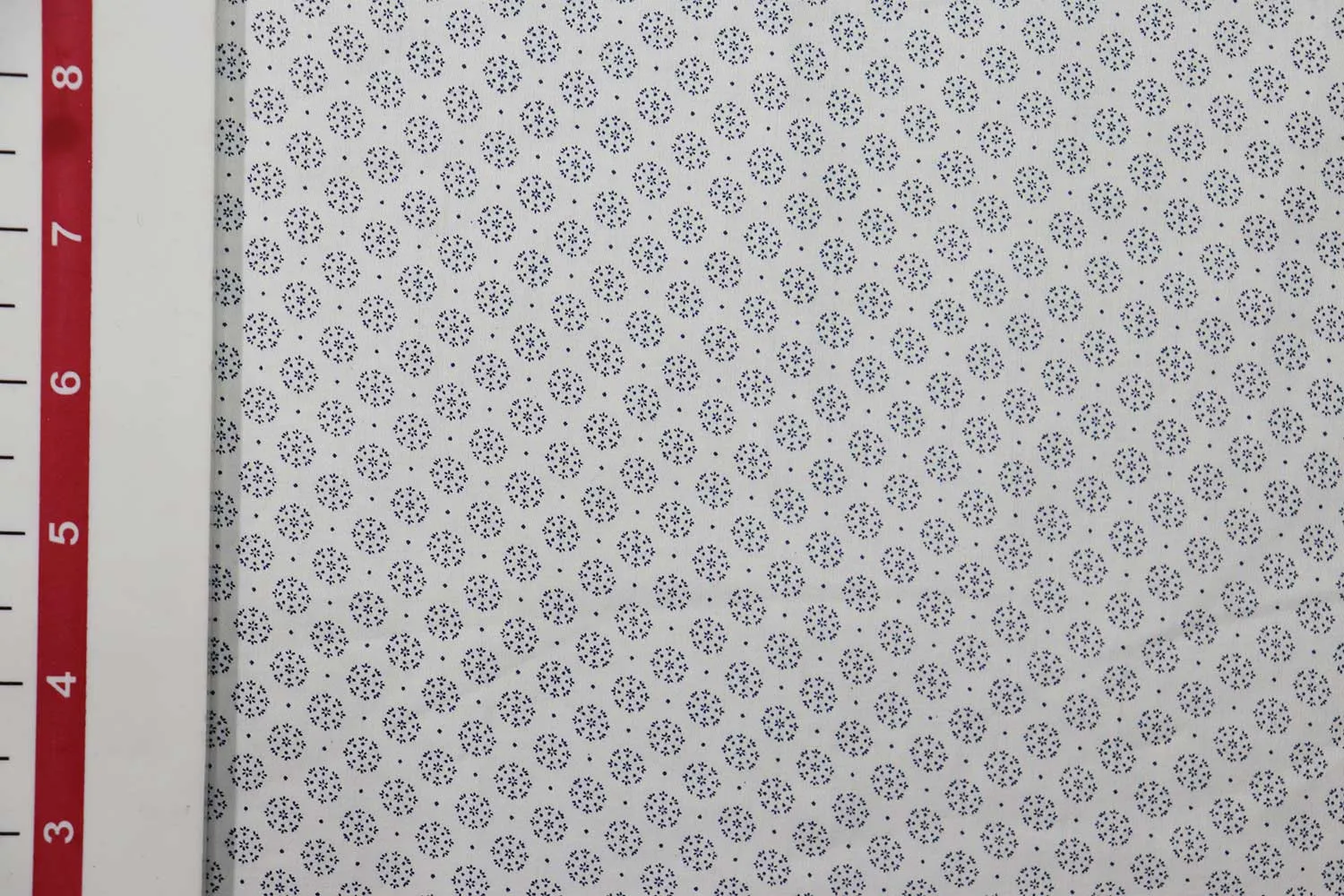 White & Blue Traditional Printed Cotton Satin Fabric