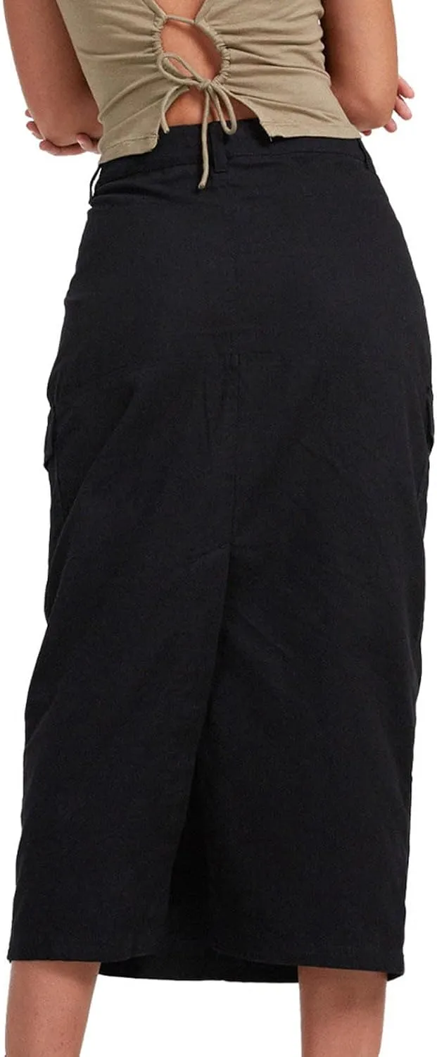 Women Denim Skirts Casual High Waist Midi Bodycon Skirt Fashion Jean Skirts Solid Trendy Half Dress Side Pockets