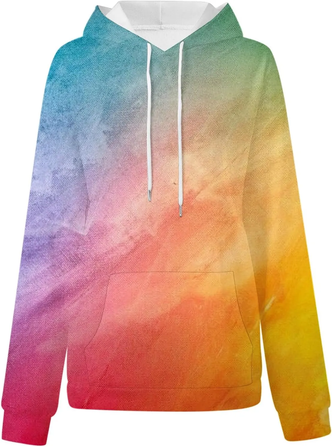 Women Fashion Tie Dye Sweatshirts Long Sleeve Hoodies Loose Oversized Pullover Casual Fall Winter Hoodies With Pocket