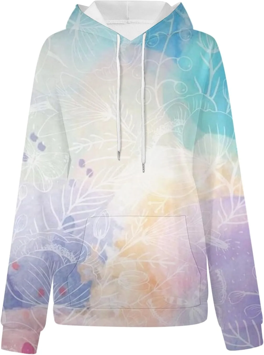 Women Fashion Tie Dye Sweatshirts Long Sleeve Hoodies Loose Oversized Pullover Casual Fall Winter Hoodies With Pocket