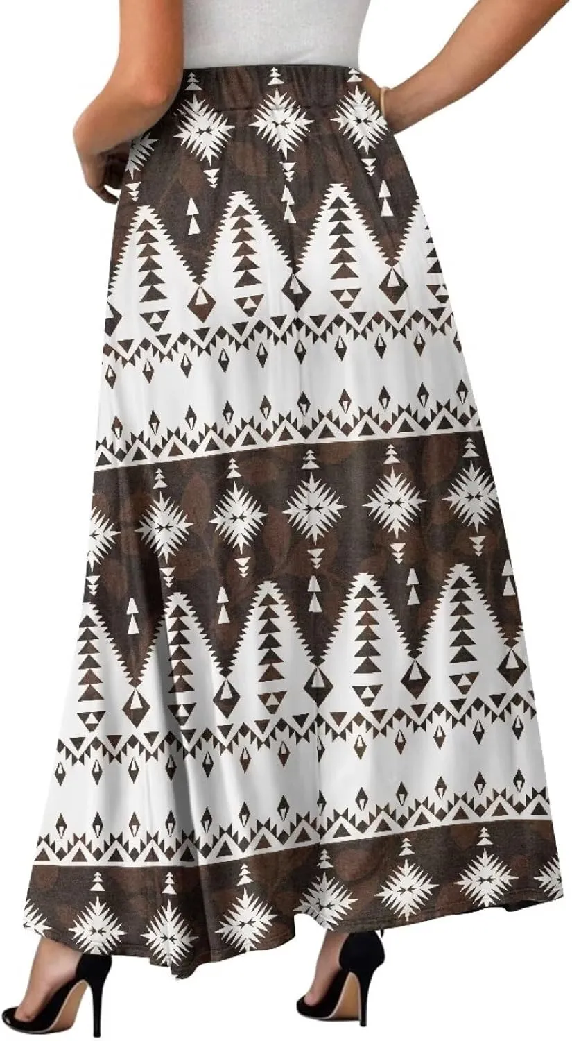 Women Summer Fashion Skirts with Pockets High Waist Pleated A-Line Flared Maxi Skirts Casual Long Skirt S-XXL