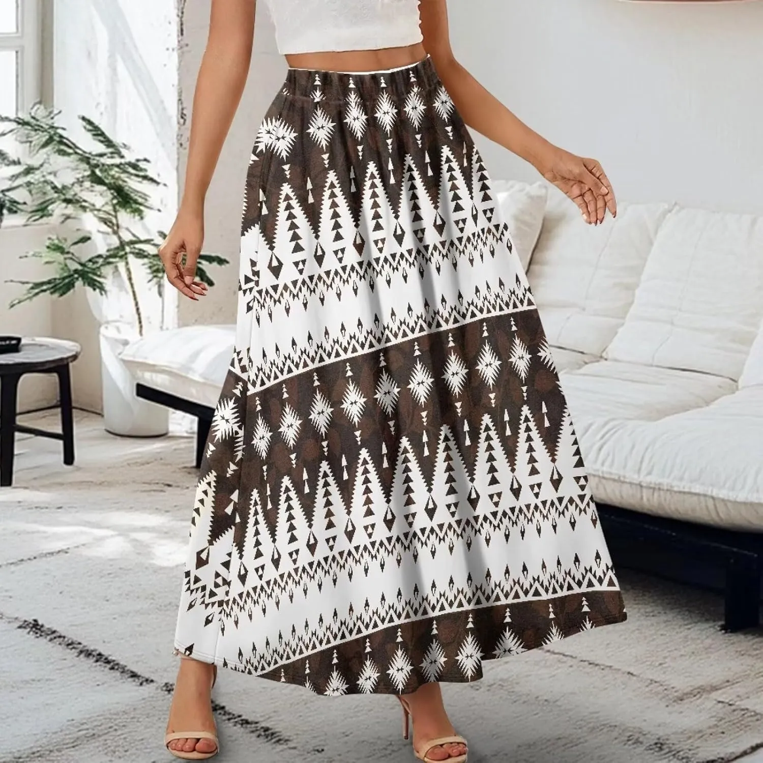 Women Summer Fashion Skirts with Pockets High Waist Pleated A-Line Flared Maxi Skirts Casual Long Skirt S-XXL