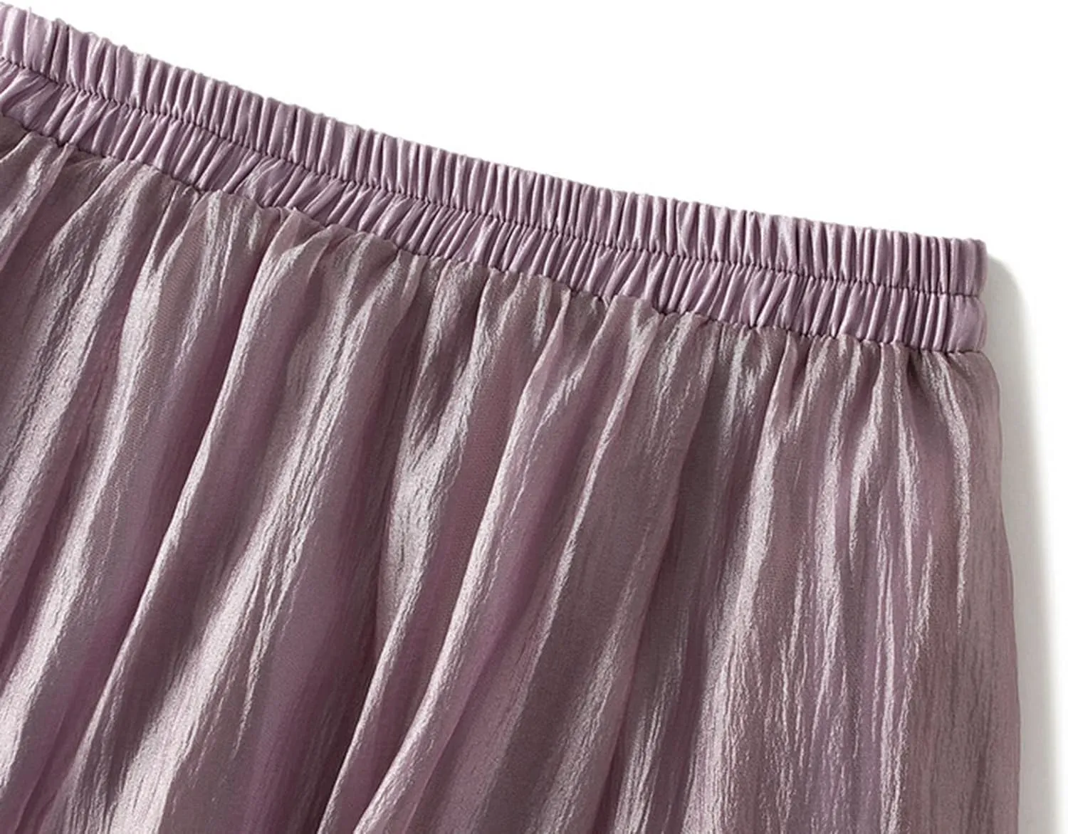 Women Tulle Skirt Elastic High Waist Irregular Hem Pleated Mesh Girl's A Line Midi Layered Skirt