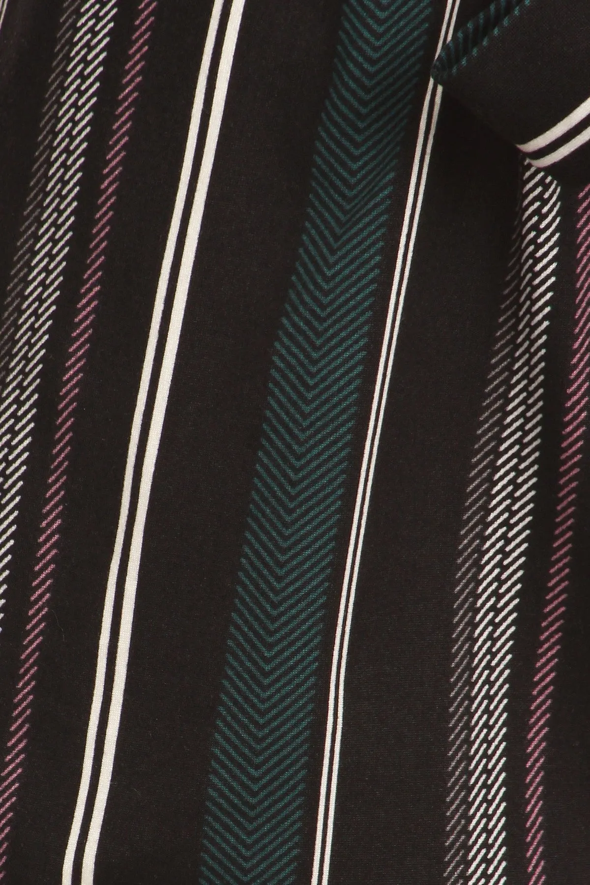Womens Black Striped paper bag shorts with side pockets and tied waist