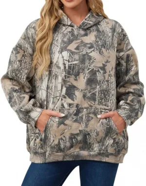 Womens Camo Hoodies Maple Leaf Print Oversized Hooded,Camo Hoodies for Women Maple Leaf Print Hooded Sweatshirt