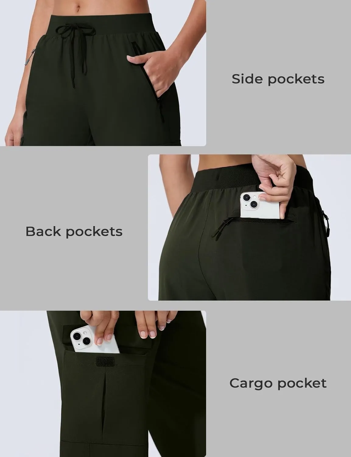 Women's Cargo Joggers Quick Dry Hiking Joggers UPF 50  Lightweight Athletic Jogger Pants Travel Water Resistant