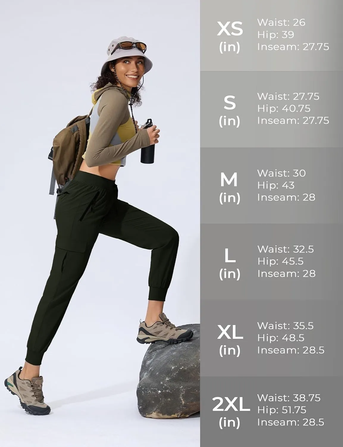 Women's Cargo Joggers Quick Dry Hiking Joggers UPF 50  Lightweight Athletic Jogger Pants Travel Water Resistant