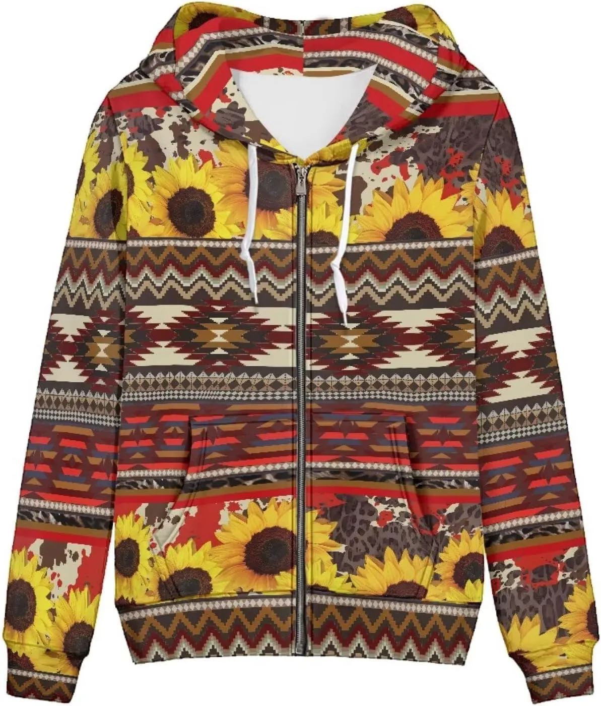 Women's Full Zip Long Sleeve Sweatshirts Casual Zip Up Hoodie Drawstring Y2K Teen Girls Hoody
