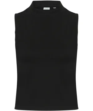 Womens high neck crop vest | Black